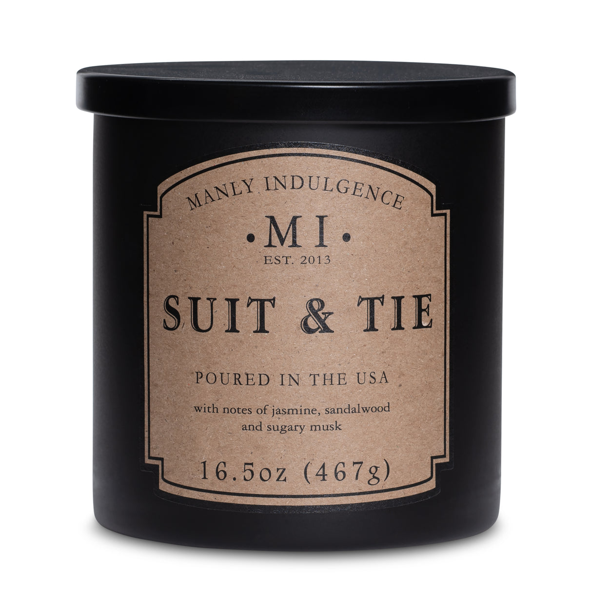 Image of the candle OG Classic Suit & Tie with its lid on