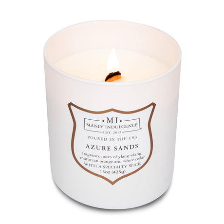 Manly Indulgence Scented Jar Candle, Signature Collection - Azure Sands, 15 oz - Wood wick