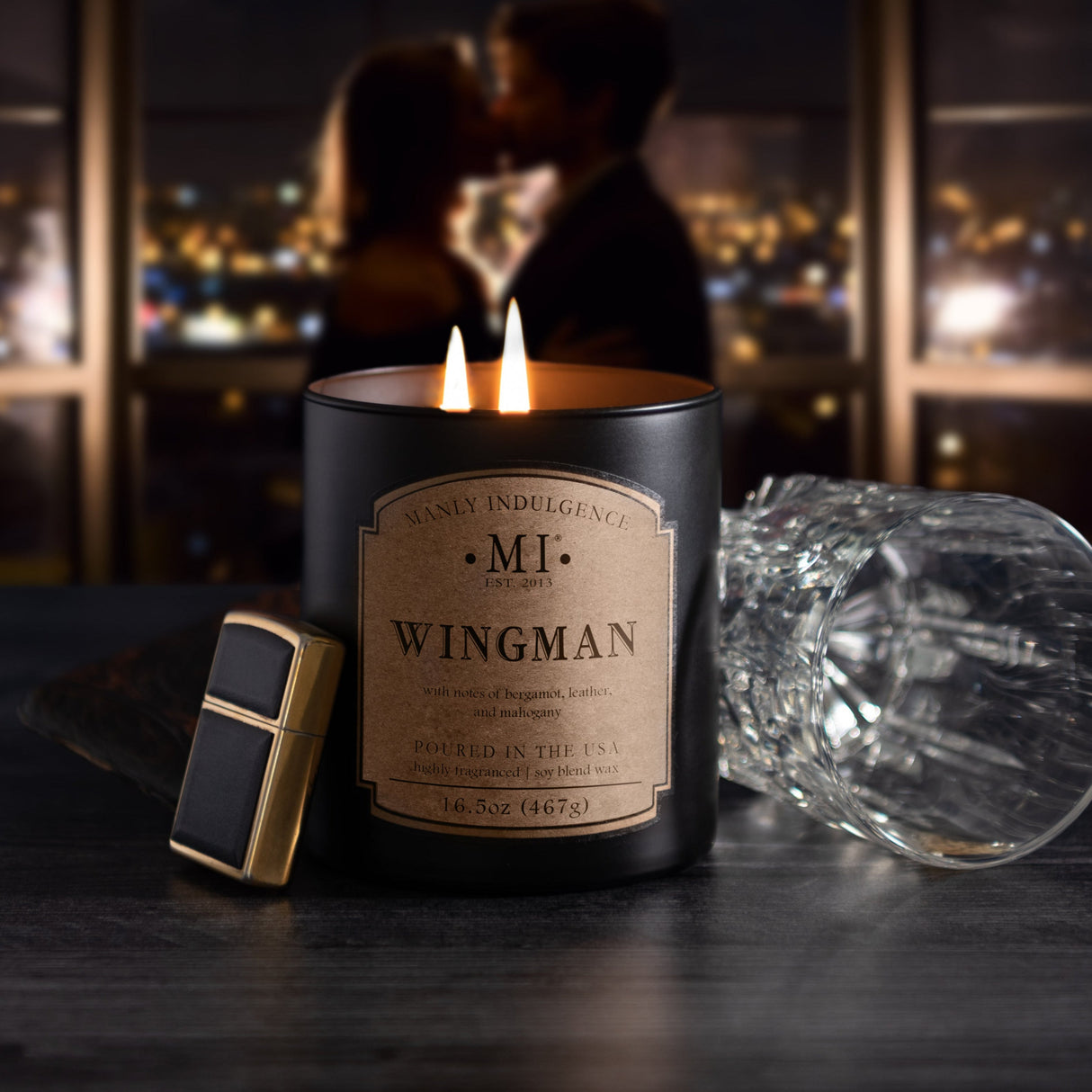 image of the product classic plus wingman placed on a table with a couple in love in the background
