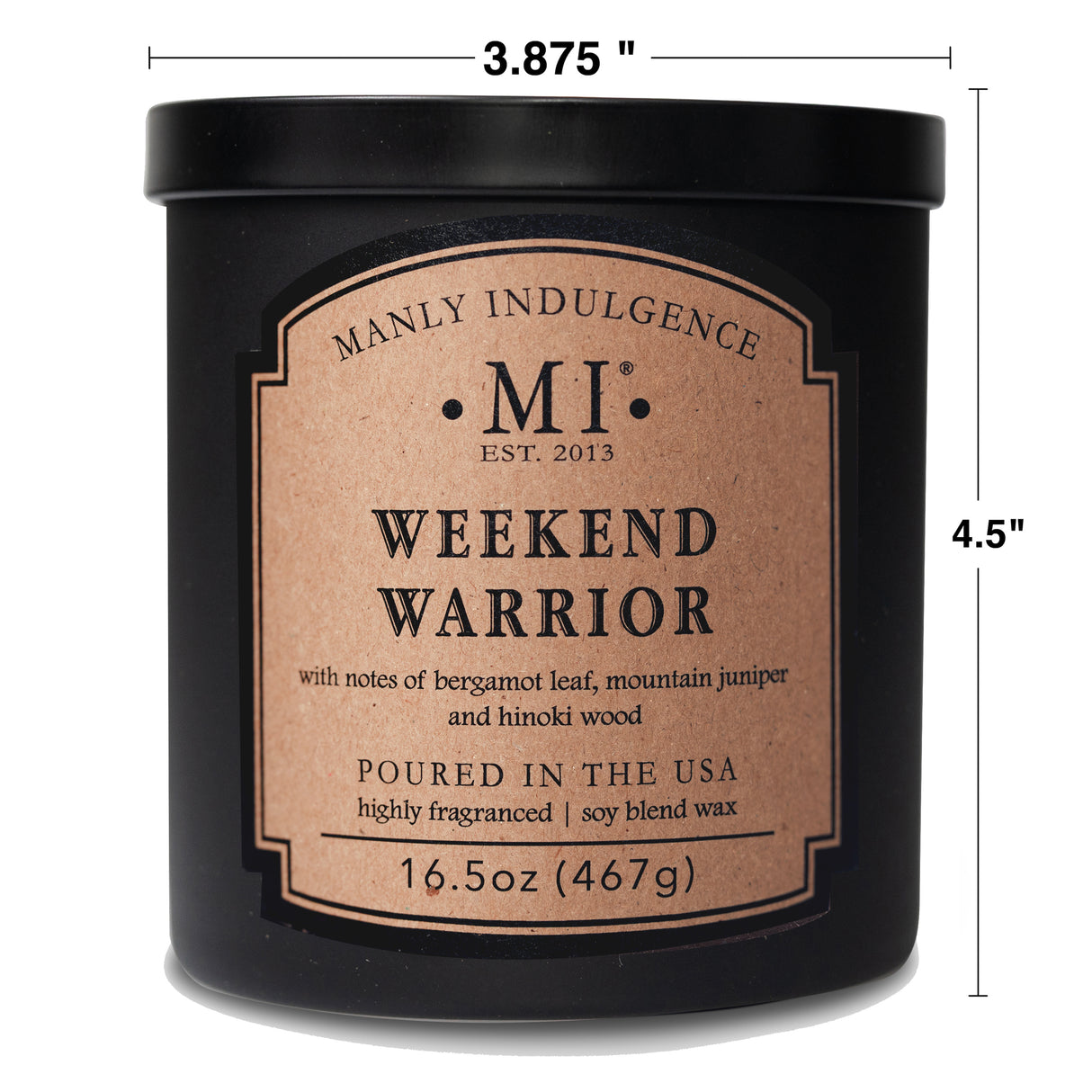 image describing the dimensions of the candle classic plus weekend warrior