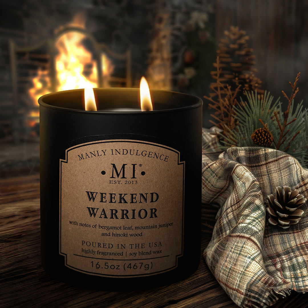 an image of the candle classic plus weekend warrior placed next to a fireplace