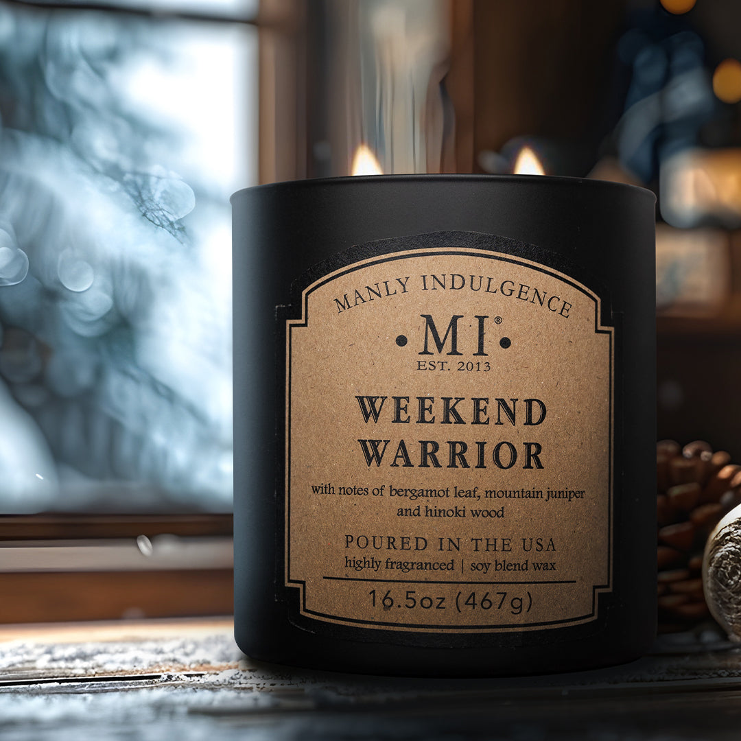 image of the candle weekend warrior placed next to a window