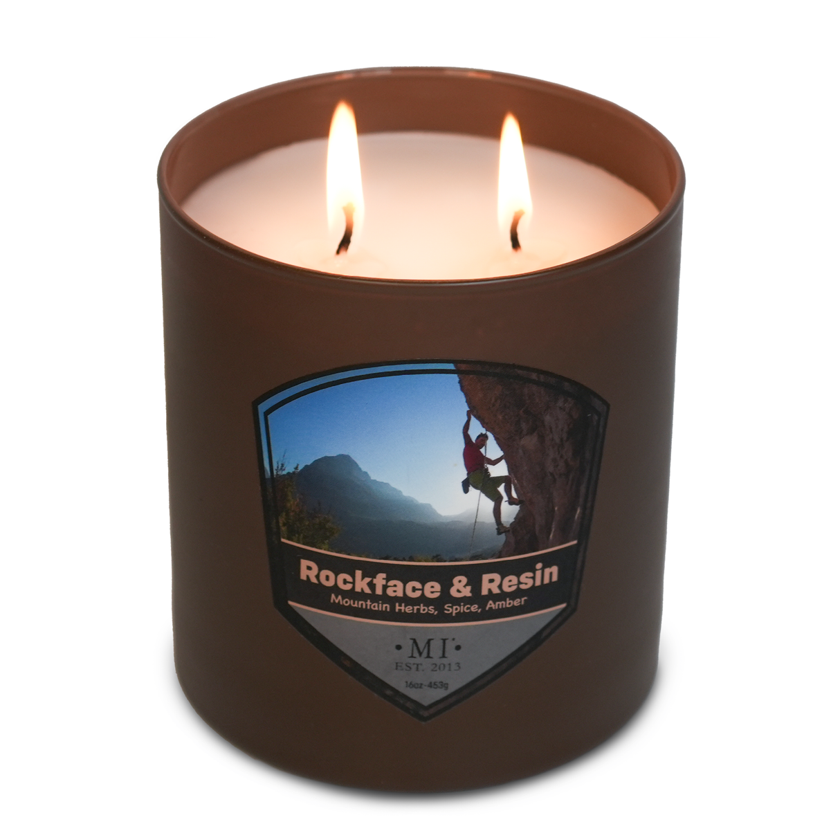 Rockface & Resin - Mineral Air & Woodsmoke Candle, 16oz, Two Wick