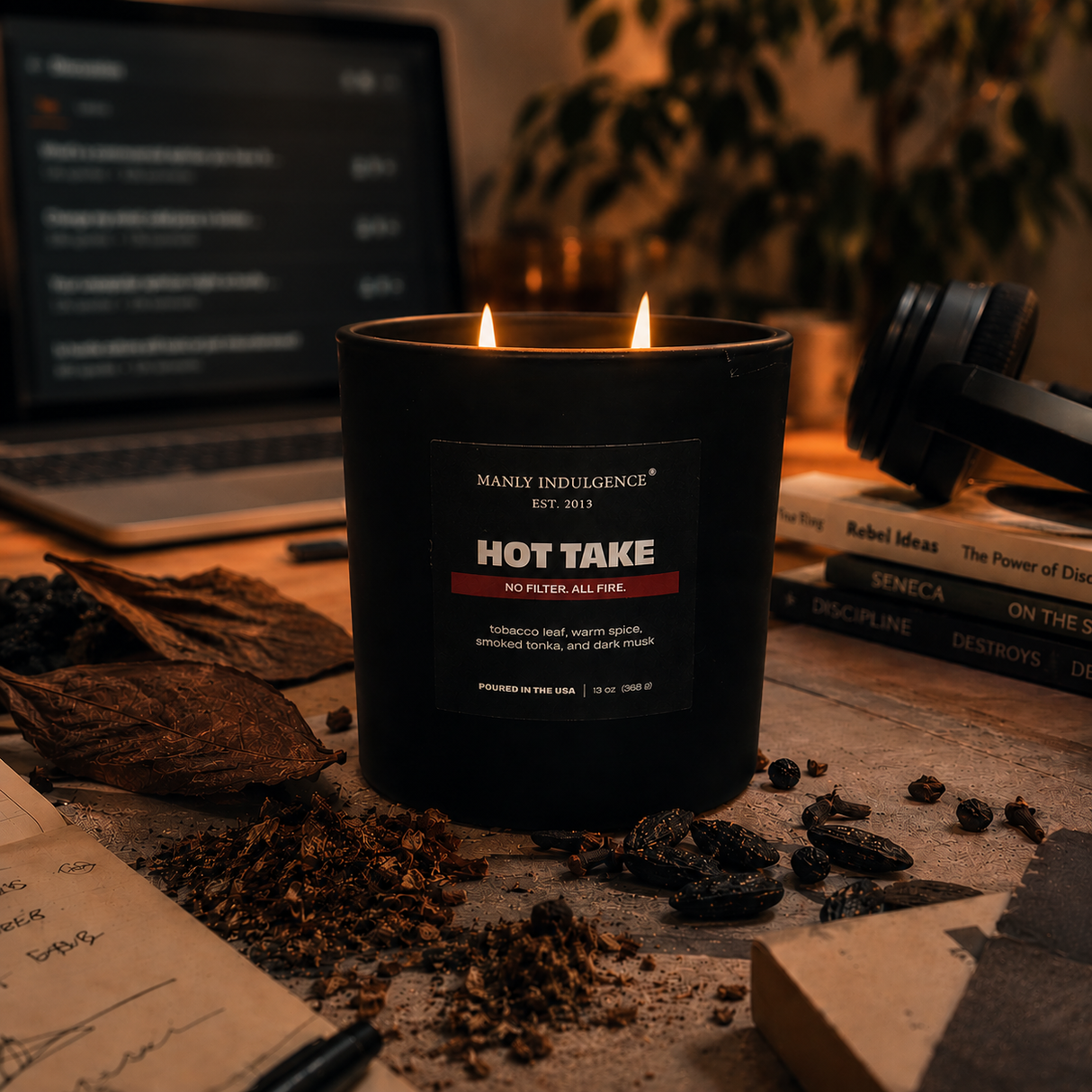 Hot Take – Tobacco, Warm Spice & Dark Woods Candle
