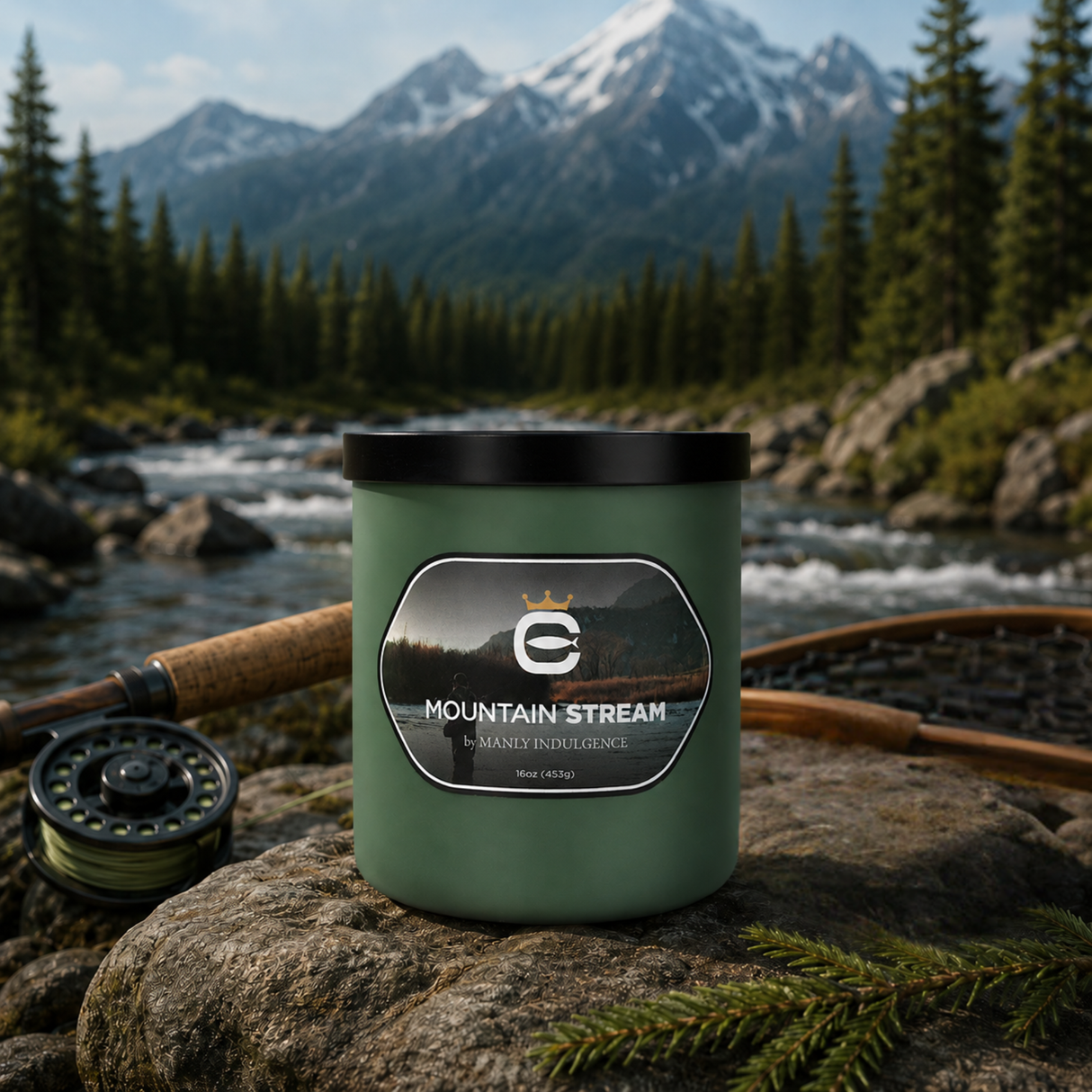 Mountain Stream, 16oz, Two Wick - Cortland Line® x Manly Indulgence®