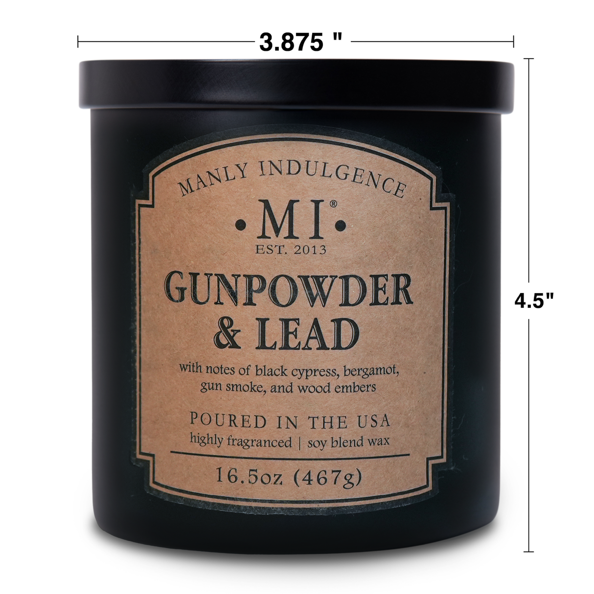 Gunpowder & Lead Scented Candle, Classic+ Collection, 16.5 oz
