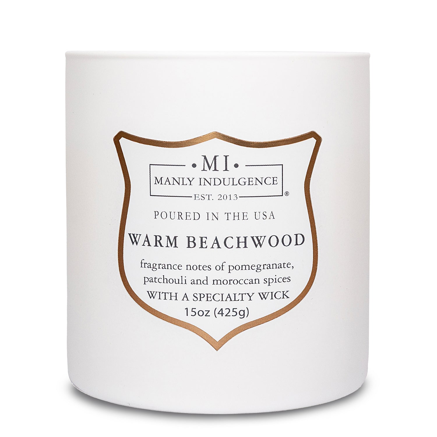 Manly Indulgence Scented Jar Candle, Signature Collection - Warm Beachwood, 15 oz - Wood wick