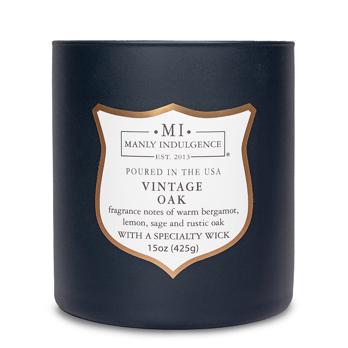 Manly Indulgence Scented Jar Candle, Signature Collection - Vintage Oak, 15 oz - Wood wick