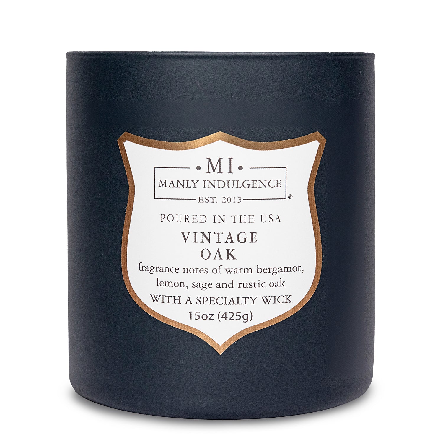 Manly Indulgence Scented Jar Candle, Signature Collection - Vintage Oak, 15 oz - Wood wick