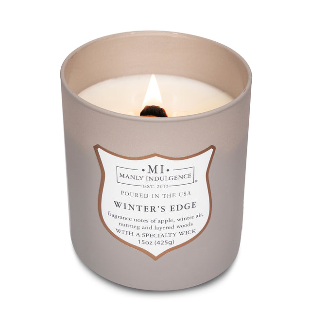 Manly Indulgence Scented Jar Candle, Signature Collection - Winter's Edge, 15 oz - Wood wick
