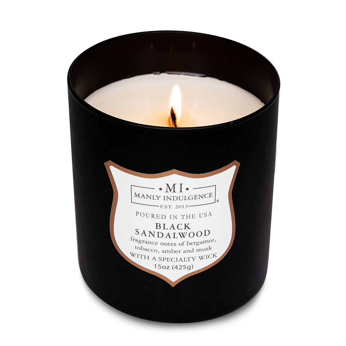 Manly Indulgence Scented Jar Candle, Signature Collection - Black Sandalwood, 15 oz - Wood wick