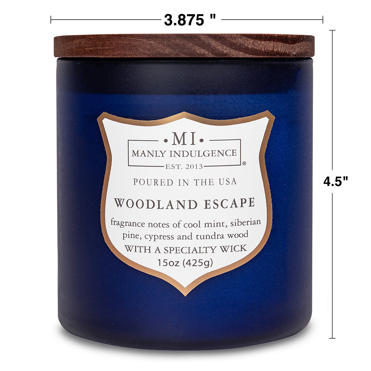 Manly Indulgence Scented Jar Candle, Signature Collection - Woodland Escape, 15 oz - Wood wick