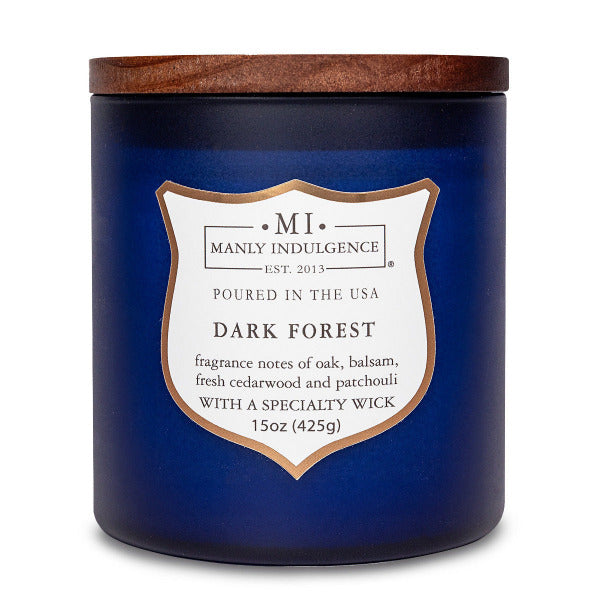 Manly Indulgence Scented Jar Candle, Dark Forest, Signature Collection Soy Wax Blend, Wooden