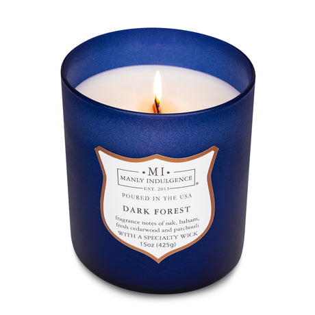 Manly Indulgence Scented Jar Candle, Signature Collection - Dark Forest, 15 oz - Wood wick