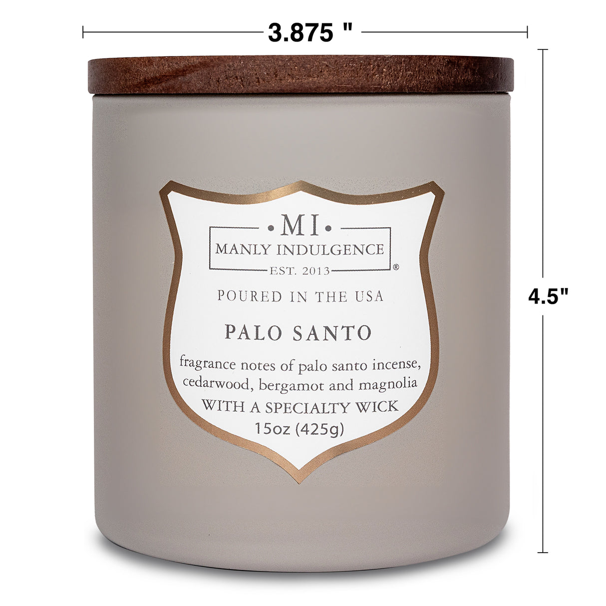 Manly Indulgence Scented Jar Candle, Signature Collection - Palo Santo, 15 oz - Wood wick