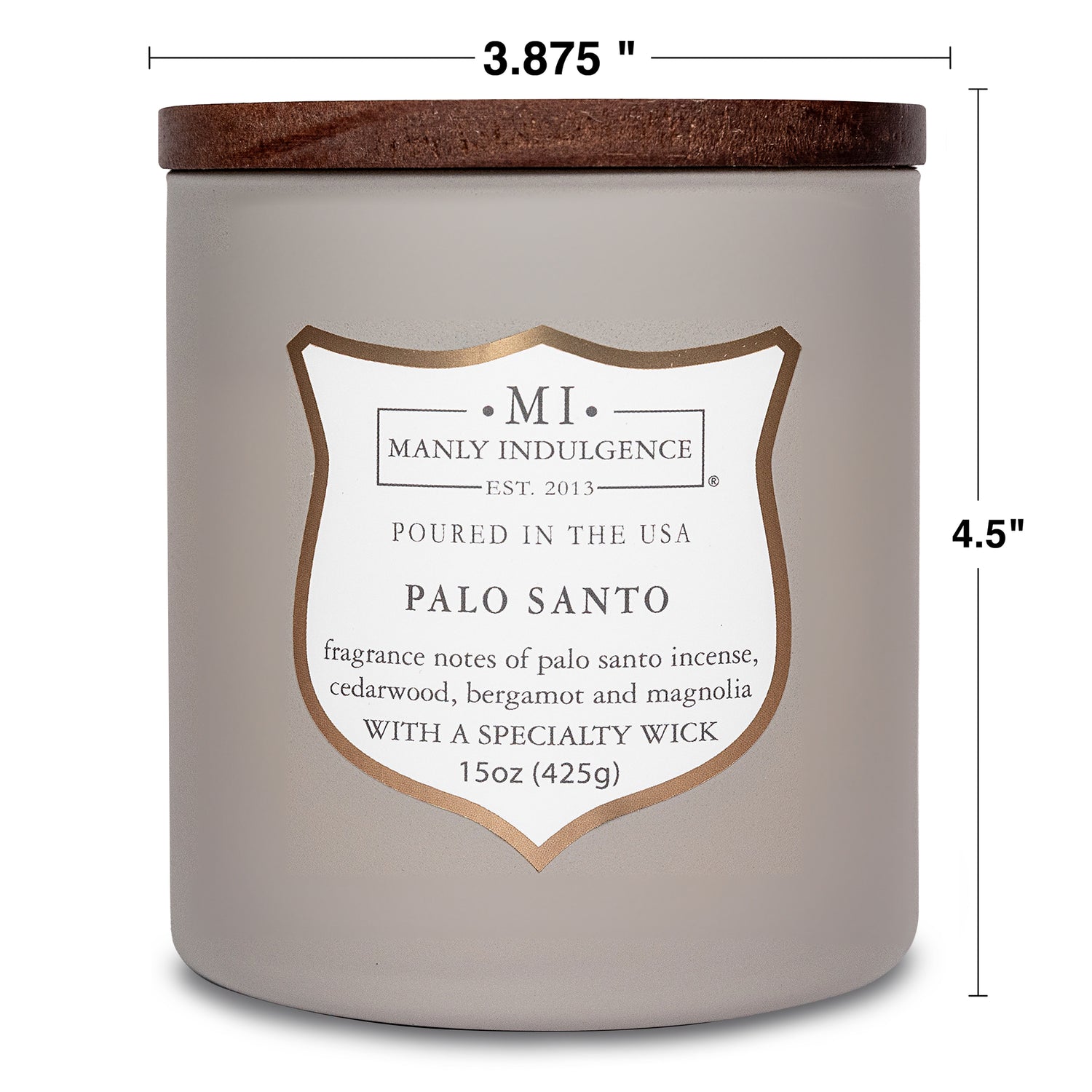 Manly Indulgence Scented Jar Candle, Signature Collection - Palo Santo, 15 oz - Wood wick
