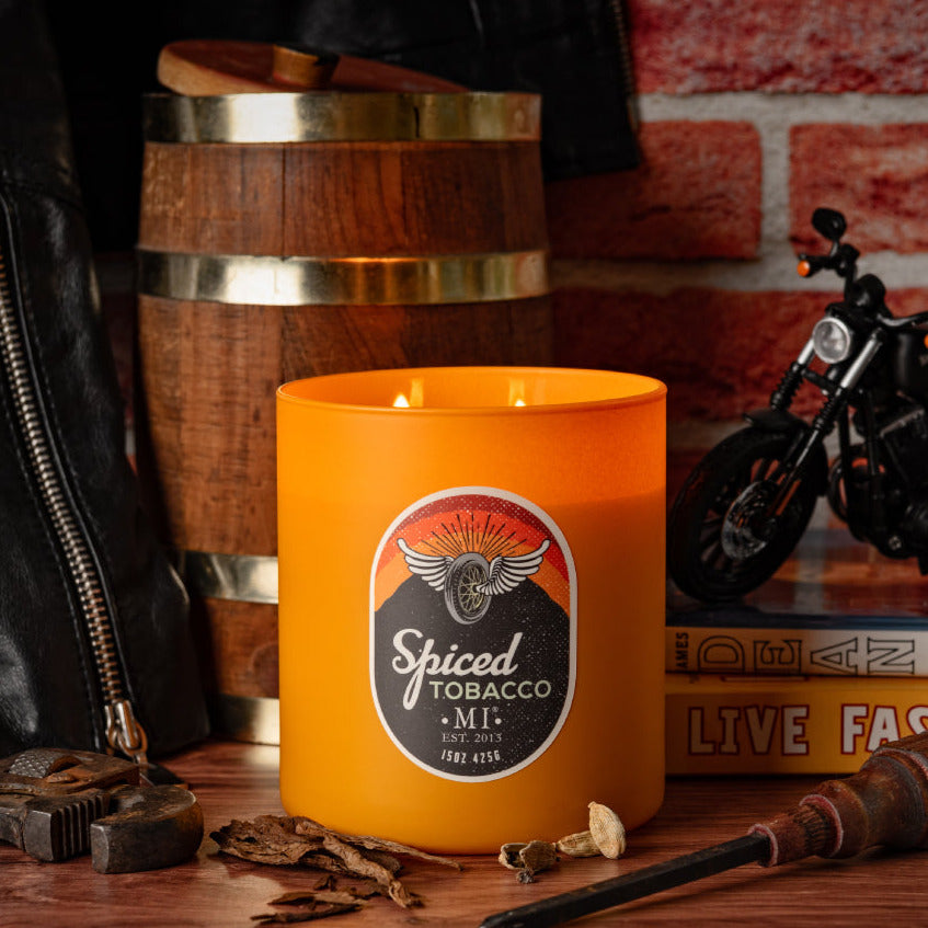 Manly Indulgence Scented Jar Candle, All American Collection, 15oz, Spiced Tobacco Manly