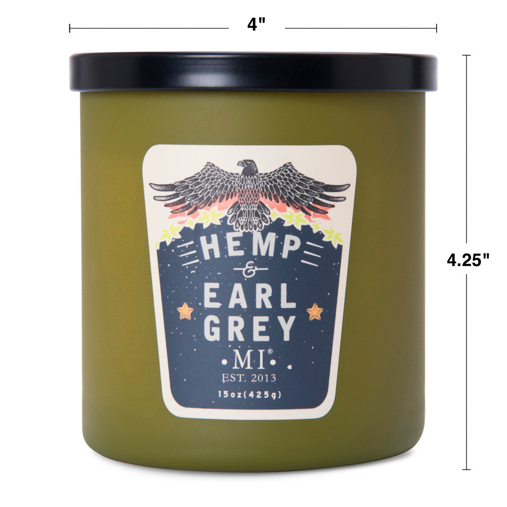Manly Indulgence All American Hemp and earl grey candle