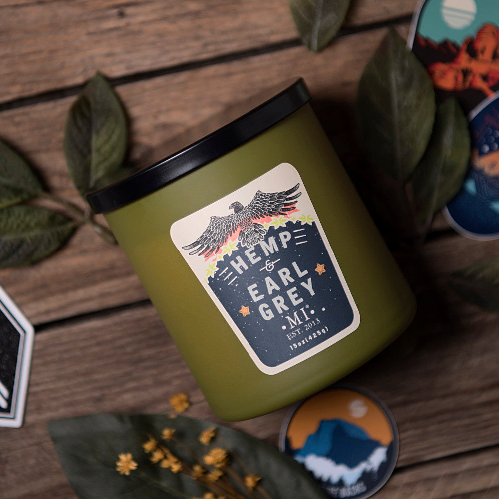 Manly Indulgence All American Hemp and earl grey candle