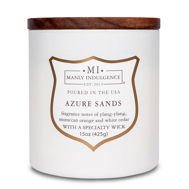 Manly Indulgence Scented Jar Candle, Signature Collection - Azure Sands, 15 oz - Wood wick