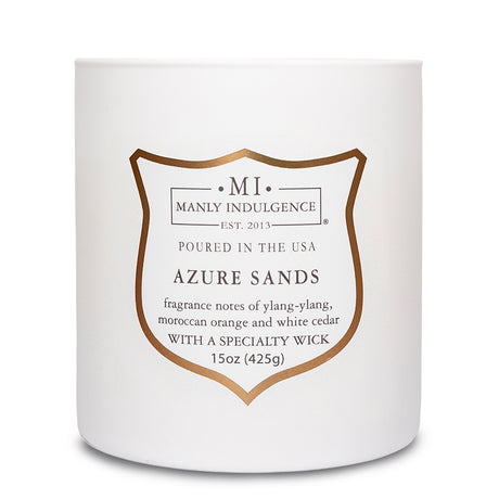 Manly Indulgence Scented Jar Candle, Signature Collection - Azure Sands, 15 oz - Wood wick