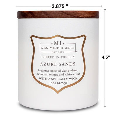 Manly Indulgence Scented Jar Candle, Signature Collection - Azure Sands, 15 oz - Wood wick