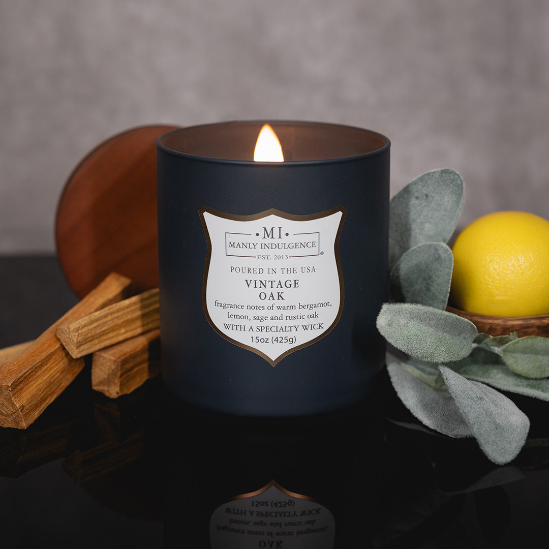 Manly Indulgence Scented Jar Candle, Vintage Oak, Signature