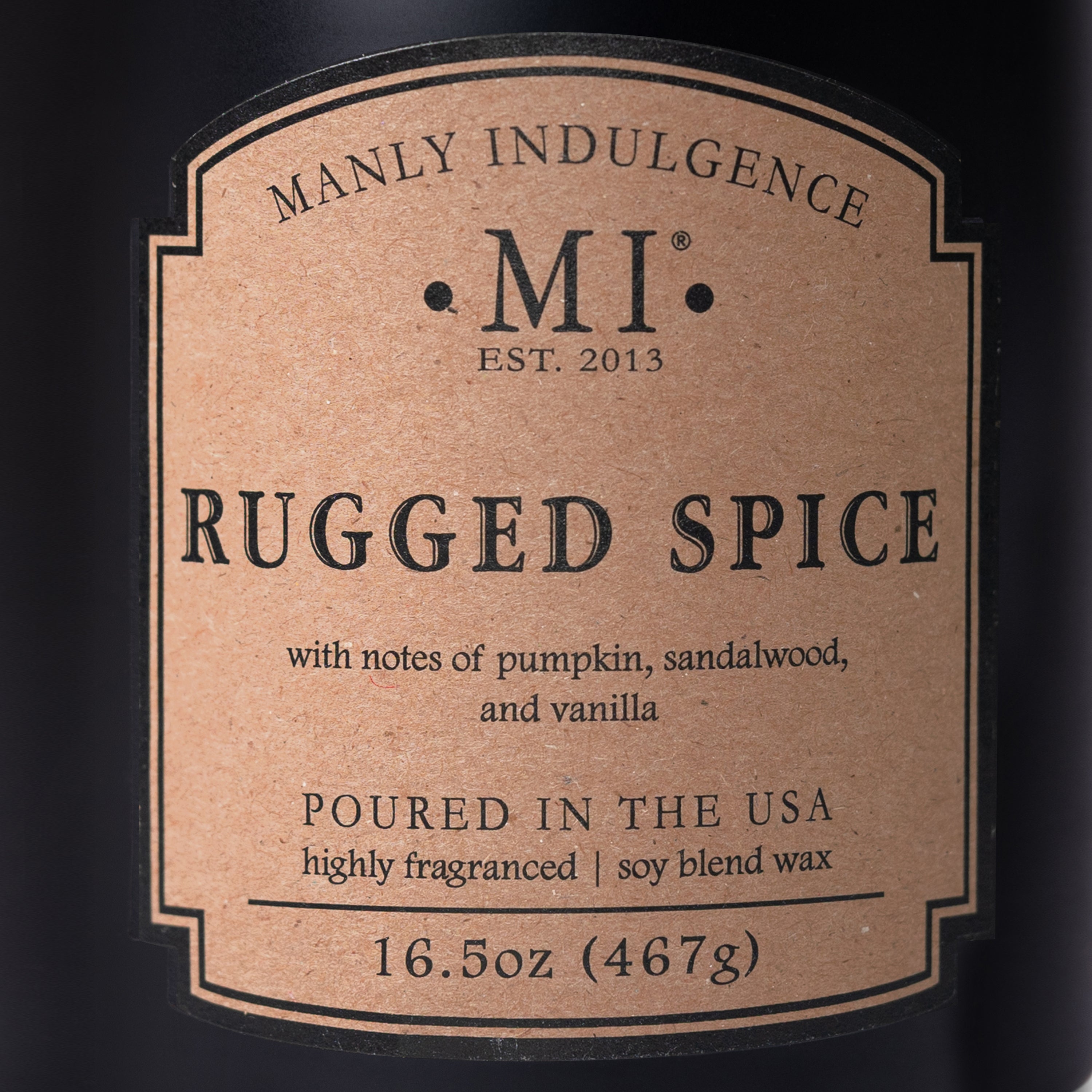 Manly Indulgence Rugged Spice, Classic+, 2-Wick, 16.5 oz, 60h Burn