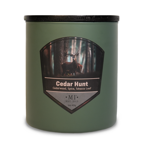 Cedar Hunt - Warm Spice & Tobacco Candle, 16oz, Two Wick