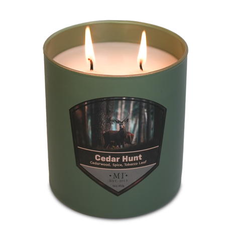 Cedar Hunt - Warm Spice & Tobacco Candle, 16oz, Two Wick