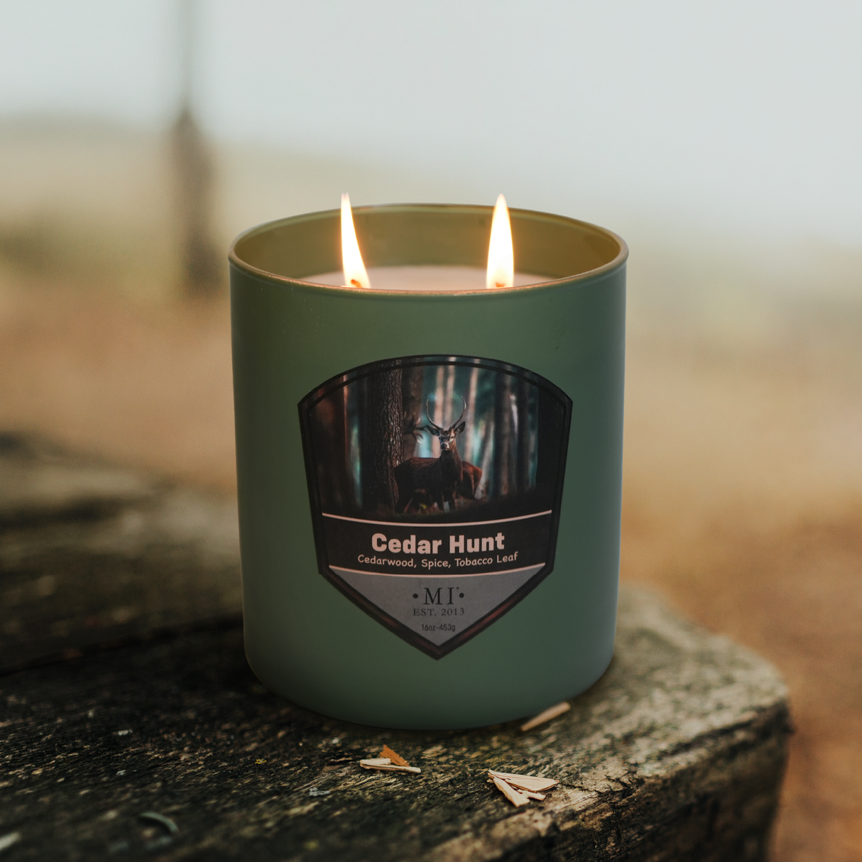 Cedar Hunt - Warm Spice & Tobacco Candle, 16oz, Two Wick