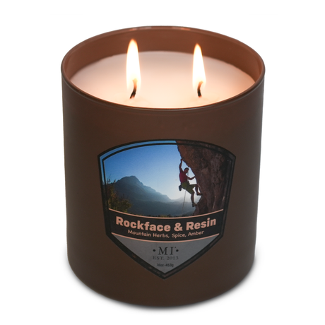 Rockface & Resin - Mineral Air & Woodsmoke Candle, 16oz, Two Wick