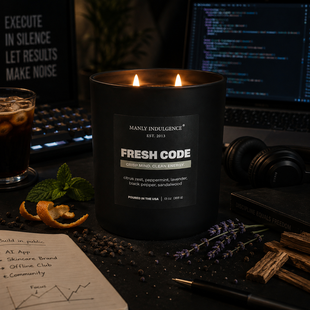Fresh Code – Fresh Citrus, Aromatic Herbs & Warm Woods Candle