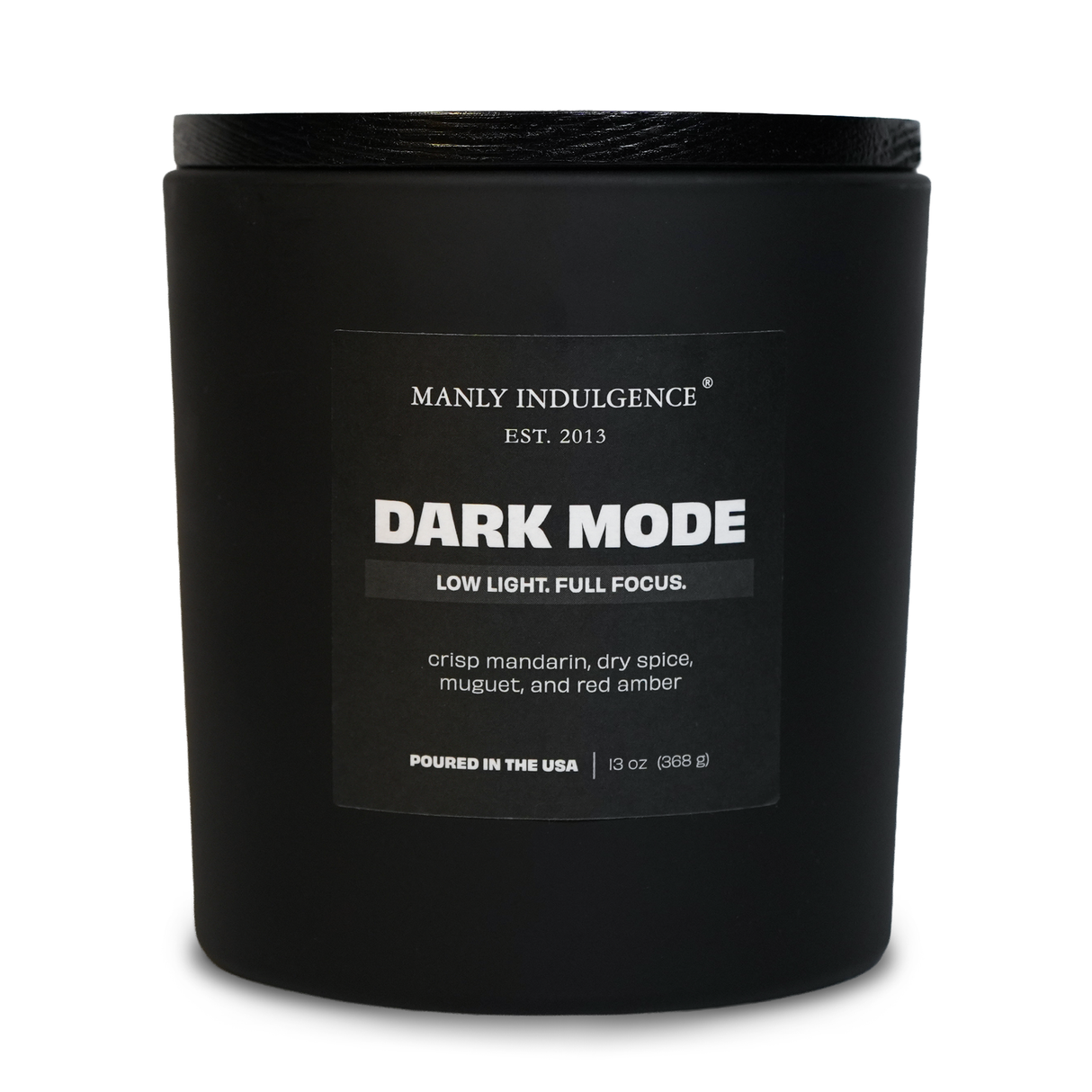 Dark Mode – Warm Amber & Citrus Woods Candle