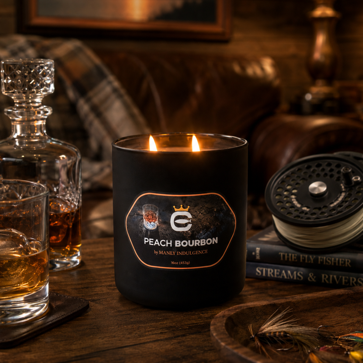 Peach & Bourbon, 16oz, Two Wick - Cortland Line® x Manly Indulgence®