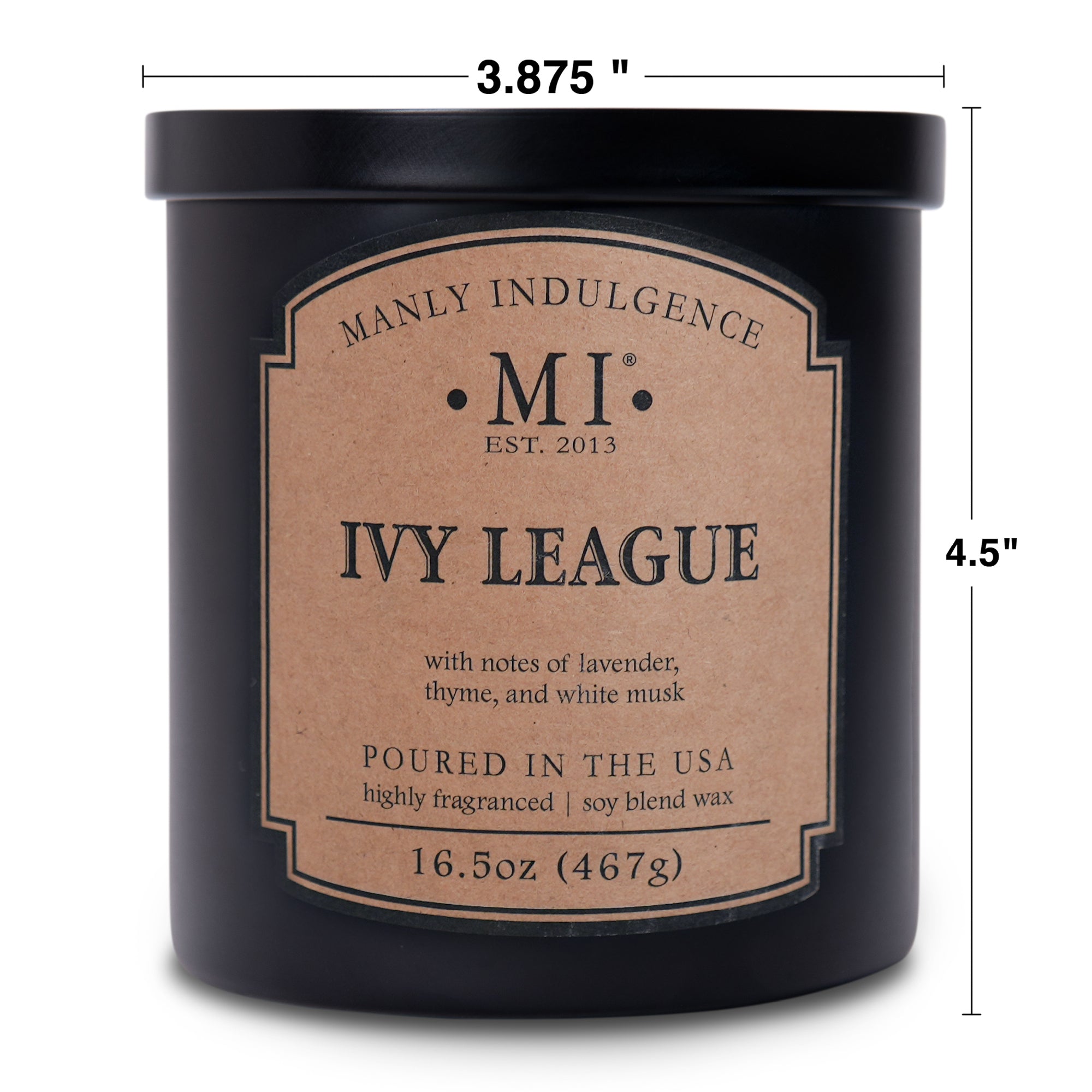 Manly Indulgence Ivy League, Classic+, 2-Wick, 16.5 oz, 60h Burn