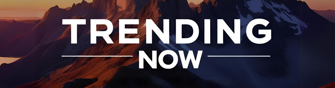 A horizontal banner image of a mountain range with the title Trending now
