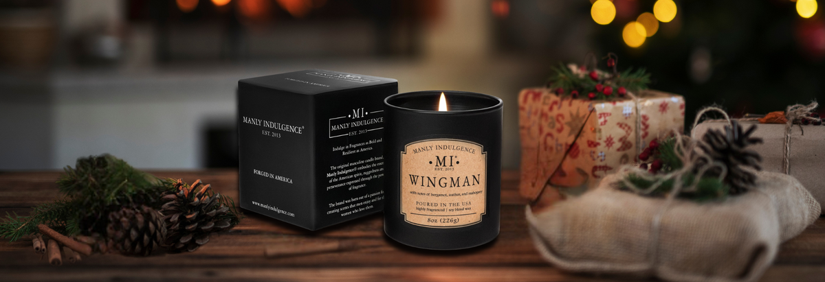 Image of the wingman product on a table next to gift boxes