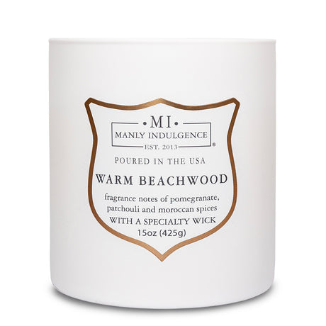 Manly Indulgence Scented Jar Candle, Signature Collection - Warm Beachwood, 15 oz - Wood wick