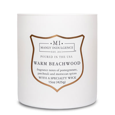 Manly Indulgence Scented Jar Candle, Signature Collection - Warm Beachwood, 15 oz - Wood wick
