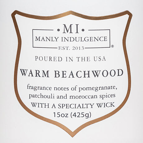 Manly Indulgence Scented Jar Candle, Signature Collection - Warm Beachwood, 15 oz - Wood wick