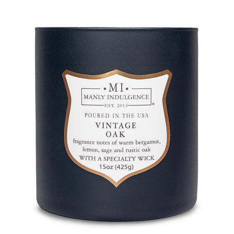 Manly Indulgence Scented Jar Candle, Signature Collection - Vintage Oak, 15 oz - Wood wick