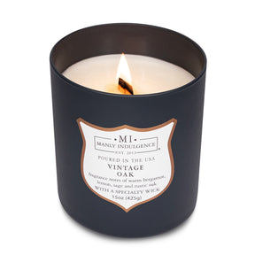 Manly Indulgence Scented Jar Candle, Signature Collection - Vintage Oak, 15 oz - Wood wick