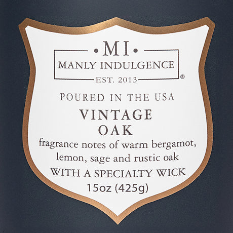 Manly Indulgence Scented Jar Candle, Signature Collection - Vintage Oak, 15 oz - Wood wick