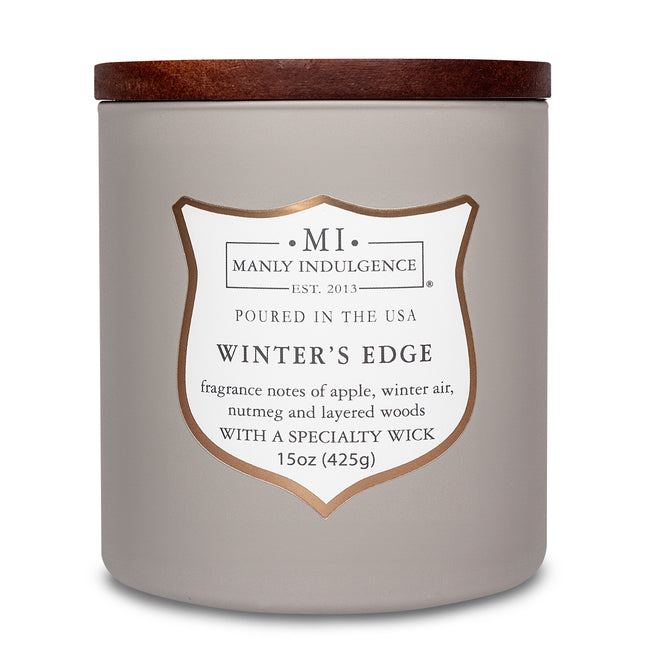 Manly Indulgence Scented Jar Candle, Signature Collection - Winter's Edge, 15 oz - Wood wick