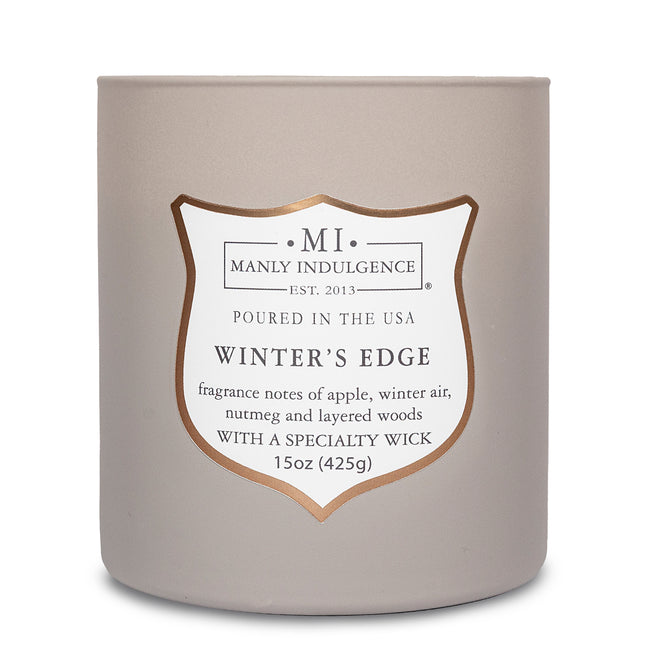 Manly Indulgence Scented Jar Candle, Signature Collection - Winter's Edge, 15 oz - Wood wick