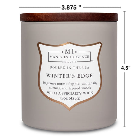 Manly Indulgence Scented Jar Candle, Signature Collection - Winter's Edge, 15 oz - Wood wick