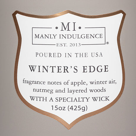 Manly Indulgence Scented Jar Candle, Signature Collection - Winter's Edge, 15 oz - Wood wick