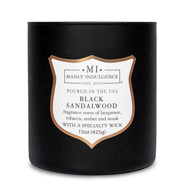 Manly Indulgence Scented Jar Candle, Signature Collection - Black Sandalwood, 15 oz - Wood wick
