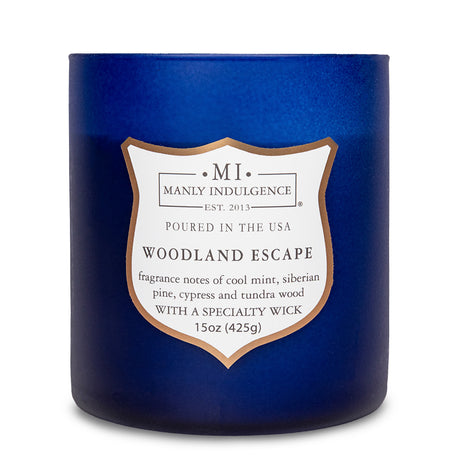 Manly Indulgence Scented Jar Candle, Signature Collection - Woodland Escape, 15 oz - Wood wick